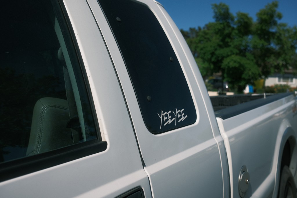 Sticker on truck window